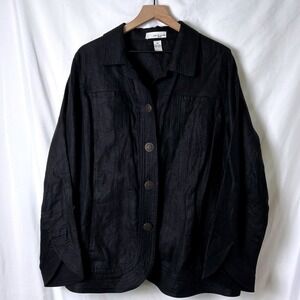 Lucy & Laurel Black Linen Blazer Jacket Womens Size 2X Lightweight Casual
